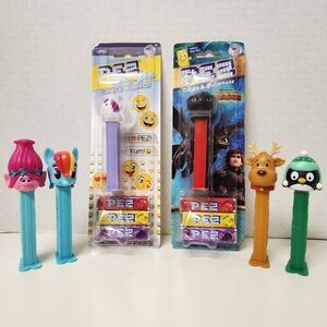 Bundle Of 6 Pez Candy Dispensers Emojis, Toothless, Trolls, My Little Pony